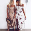 Dress Neck Floral Printed Strapless Long Dress