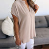 Blouse Solid Chiffon Plus Size S-5XL V-Neck Short Sleeve