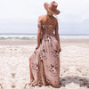 Dress Neck Floral Printed Strapless Long Dress