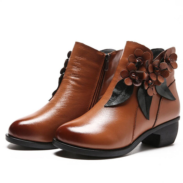 Genuine Leather Winter booties Low-Heeled