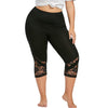 Leggings Polyester High Elastic Waist Mid- Calf Lace Patchwork Skinny Plus Sizes