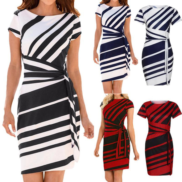 Dress Olympia Casual O-Neck Mini high Stripe Party