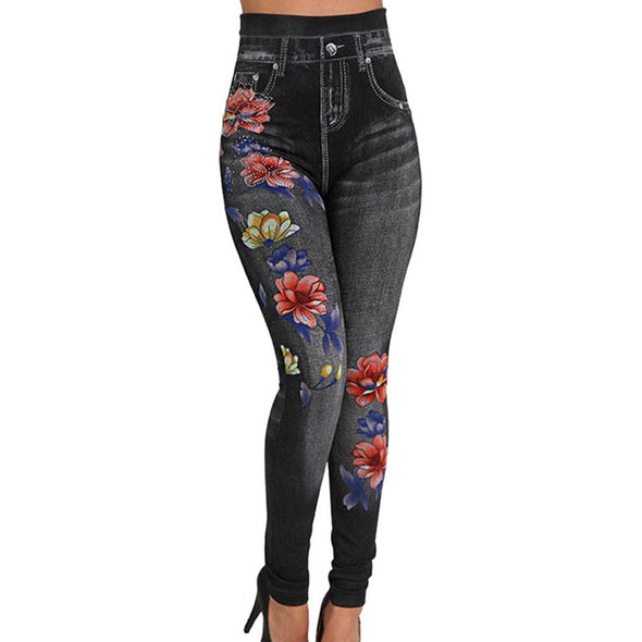 Leggings Floral Print sublimation Denim