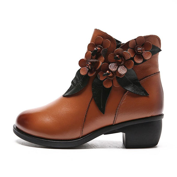 Genuine Leather Winter booties Low-Heeled