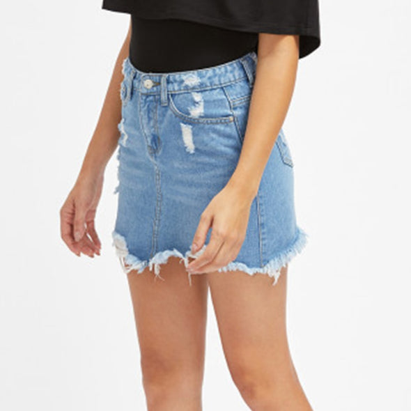 Mini Denim Skirt Blue Ripped