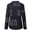 Blouse Letters Printing V Neck Button Long Sleeve