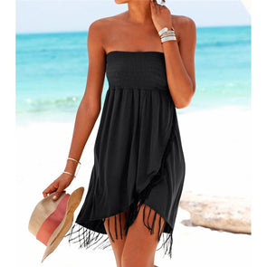 Dress Kendall Tube Top Solid Color Beach Dress Off The Shoulder