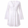 Mini Dress Andy Chiffon Lace semi sheer bell sleeve Plunge V-Neck