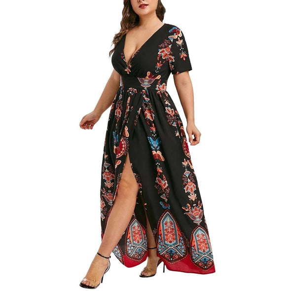 Dress Butterfly Lily Printed V-Neck Fashion Dress