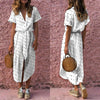 Dress Sexy Short Sleeve Solid Long Dress Casual Daily Bow Tie V Neck Dot Button