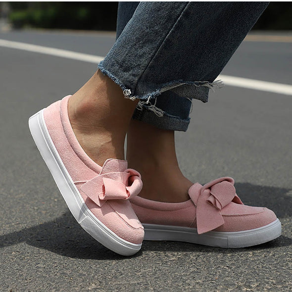 Slip On Bowtie Flat Shoes Sewing Loafers Platform