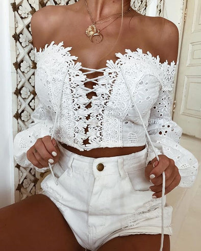 Blouse Angel NG Long Sleeve Off Shoulder Lace