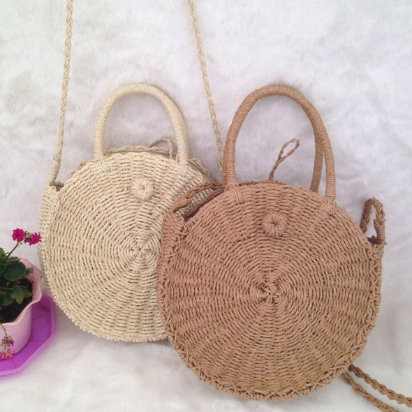 Handbags Round Straw Handmade Rattan Woven